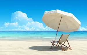 Vibrant Beach Umbrella On A Sunny Coast Wallpaper