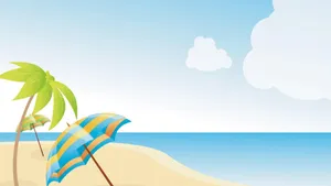 Vibrant Beach Umbrella On A Sunny Day Wallpaper