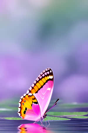 Vibrant Butterfly Reflection Wallpaper