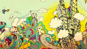 Vibrant City Of Colors And Imagination Wallpaper