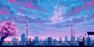 Vibrant Cityscape Sunset Aesthetic.jpg Wallpaper