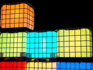 Vibrant Colored Block Lanterns Wallpaper