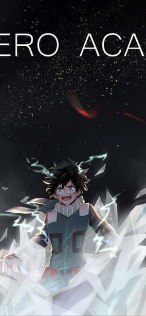 Vibrant Deku Action Pose Phone Wallpaper Wallpaper