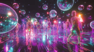 Vibrant Disco Ball Dance Party Wallpaper