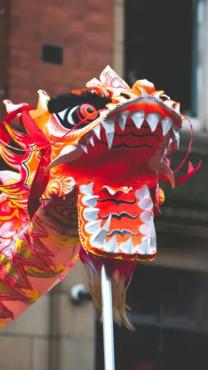 Vibrant Dragon Dance Head Wallpaper