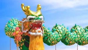 Vibrant Dragon Dance Performance Wallpaper