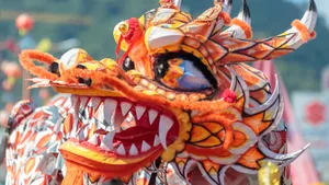 Vibrant Dragon Dance Performance Wallpaper