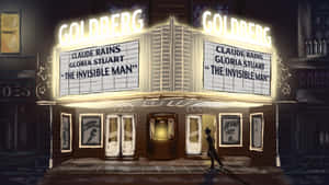 Vibrant Evening View Of Goldberg Theater Exterior Wallpaper