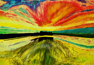 Vibrant Expressionist Landscape Painting Wallpaper