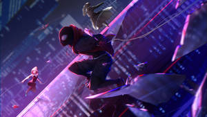 Vibrant Fanart Image Of Spider-man Into The Spider-verse Wallpaper