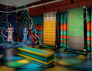 Vibrant Fashion Exhibit Display Wallpaper
