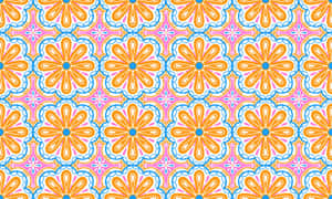 Vibrant Floral Pattern Pink Orange Background.jpg Wallpaper