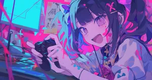 Vibrant Gamer Girl Anime Artwork Wallpaper