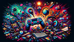 Vibrant Gaming Explosion Artwork Wallpaper