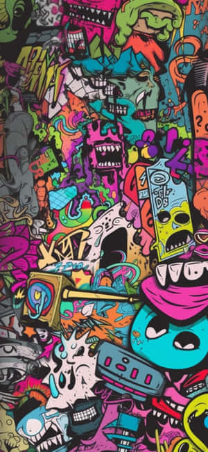 Vibrant Graffiti Cartoon Mashup Wallpaper