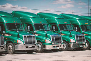 Vibrant Green Vintage Trailer Truck Wallpaper