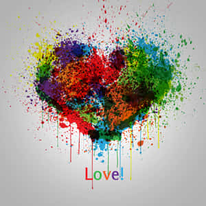 Vibrant Heart Artwork In Paint Splatters Wallpaper