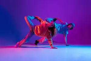 Vibrant_ Hip Hop_ Dance_ Duo Wallpaper