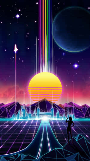 Vibrant Journey Into The Neon Lights Wallpaper