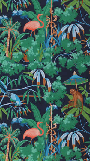 Vibrant Jungle Print Design Wallpaper