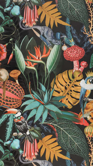 Vibrant Jungle Print Design Wallpaper