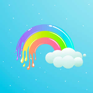 Vibrant Kawaii Rainbow In A Blissful Sky Wallpaper