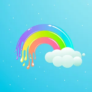 Vibrant Kawaii Rainbow In A Blissful Sky Wallpaper