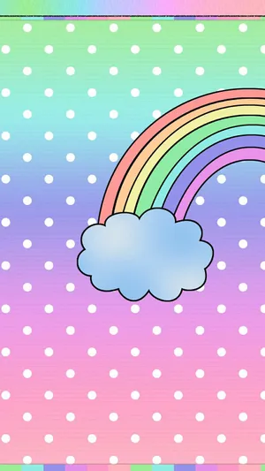 Vibrant Kawaii Rainbow In A Dreamy Sky Wallpaper