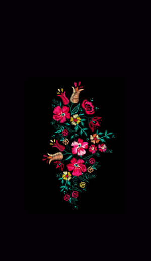 Vibrant Latina Embroidery Floral Design Wallpaper