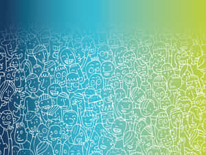 Vibrant Marketing Crowd In Blue And Green Wallpaper