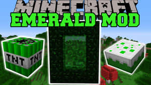 Vibrant Minecraft Emeralds In Pixelated Treasure Chest Wallpaper