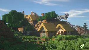 Vibrant Minecraft Village At Dusk Wallpaper