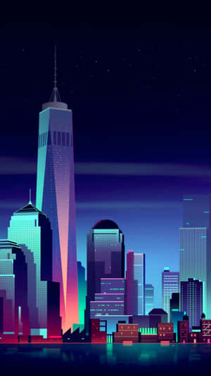 Vibrant_ Minimalist_ Cityscape_ Art Wallpaper