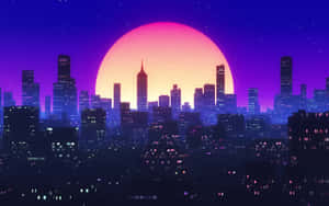 Vibrant_ Minimalist_ Cityscape_at_ Dusk Wallpaper