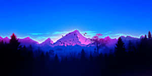 Vibrant Minimalist Mountain Silhouette Wallpaper