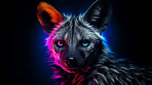 Vibrant Neon Aardwolf Artwork Wallpaper