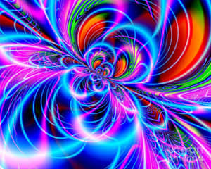 Vibrant Neon Fractal Art Wallpaper