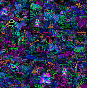 Vibrant Neon Graffiti Collage Wallpaper