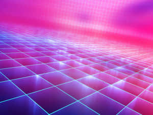 Vibrant Neon Grid Landscape Wallpaper