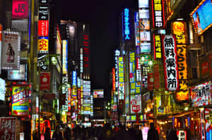 Vibrant_ Neon_ Lights_ Tokyo_ Street Wallpaper