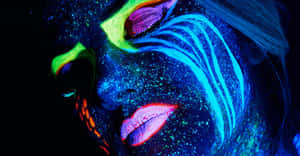 Vibrant Neon Makeup Under Black Light Wallpaper