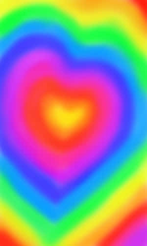 Vibrant Neon Rainbow Heart Background Wallpaper