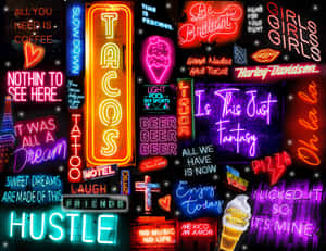 Vibrant Neon Signs Collage Wallpaper