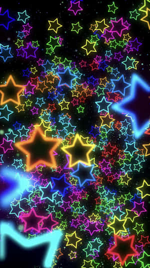 Vibrant_ Neon_ Stars_ Background Wallpaper