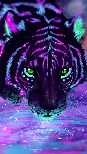 Vibrant_ Neon_ Tiger Wallpaper