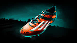 Vibrant Orange Soccer Cleat Dark Background Wallpaper