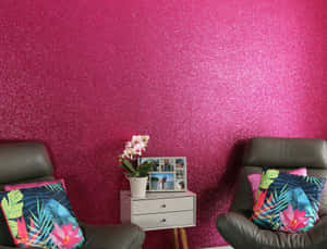 Vibrant Pink Glitter Wall Interior Wallpaper