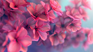 Vibrant Pink3 D Floral Artwork Wallpaper