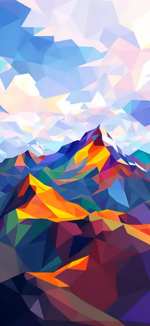 Vibrant Polygon Mountain Art Wallpaper
