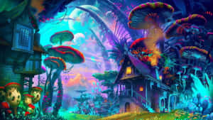 Vibrant Psychedelic Dreamland In Trippy Art Wallpaper